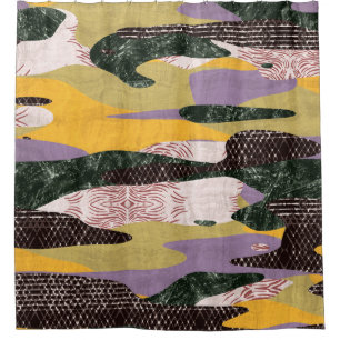Camo Shapes: Vivid Collage Montage. Shower Curtain