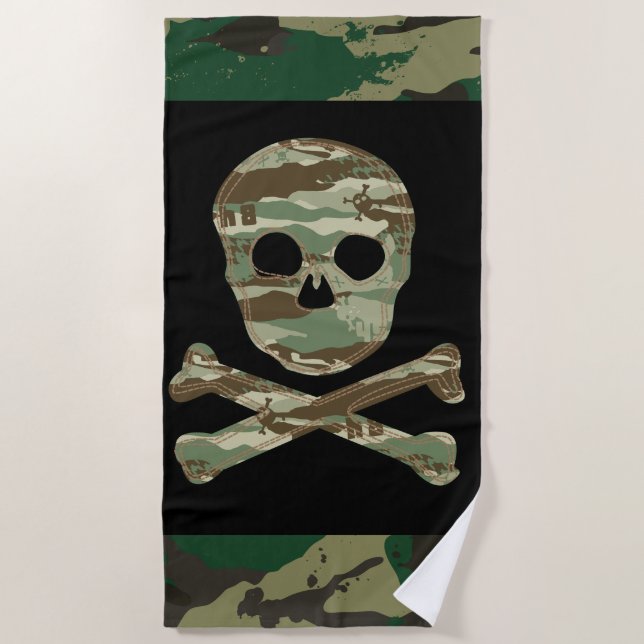 Camo skull beach towel (Front)