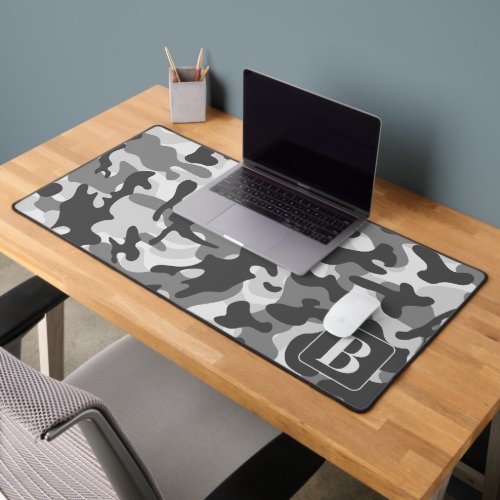 Camo Snow Personalized Monogram Camouflage Desk Mat
