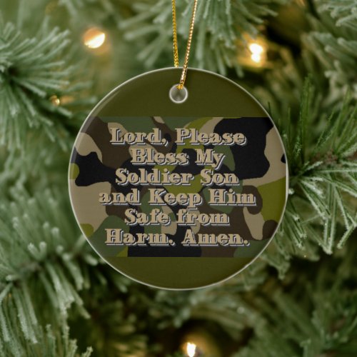 Camo Soldier Son Prayer Ceramic Ornament