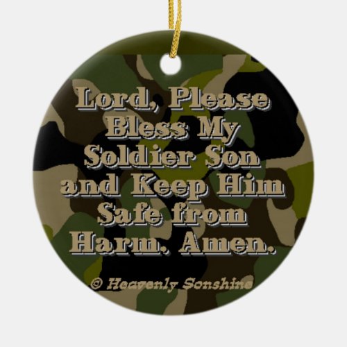 Camo Soldier Son Prayer Ceramic Ornament