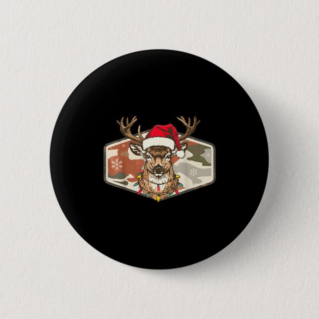 Camo Southern Local Boy Christmas Deer Hunting Xma Button (Front)