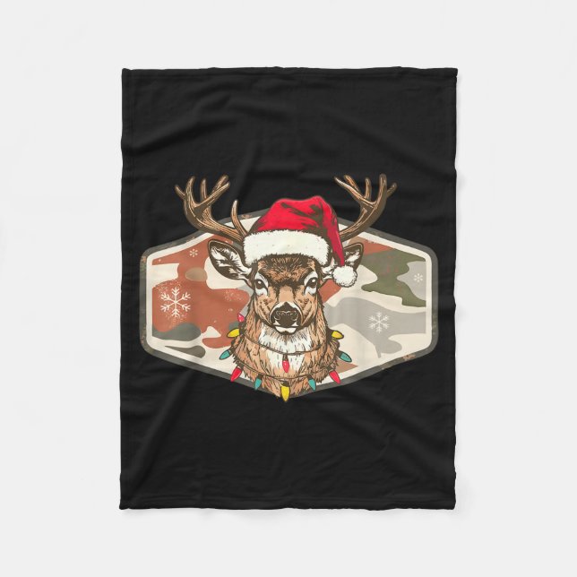 Camo Southern Local Boy Christmas Deer Hunting Xma Fleece Blanket (Front)