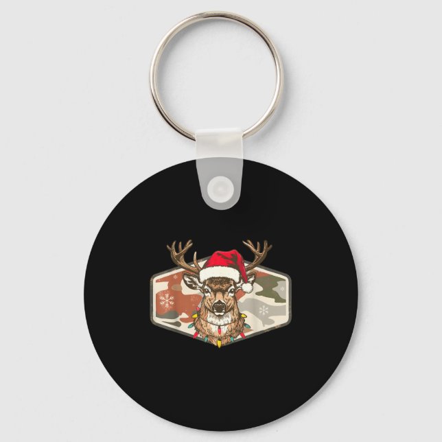 Camo Southern Local Boy Christmas Deer Hunting Xma Keychain (Front)