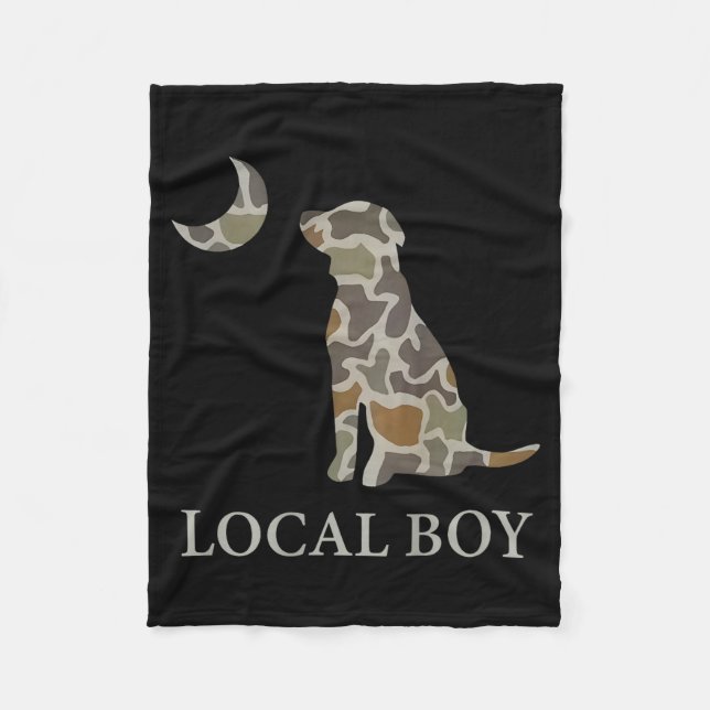 Camo Southern Local Boy Duck Hunting Black Lab Out Fleece Blanket (Front)