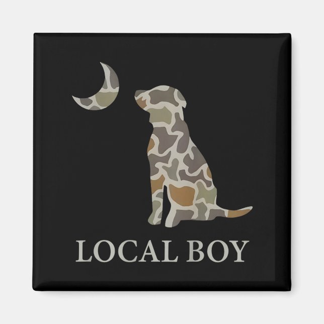 Camo Southern Local Boy Duck Hunting Black Lab Out Magnet (Front)