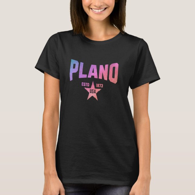 Camo Souvenir USA Star Plano Texas T-Shirt (Front)