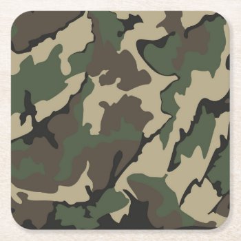 Camo  Square Coasters Set Of 6 by StormythoughtsGifts at Zazzle