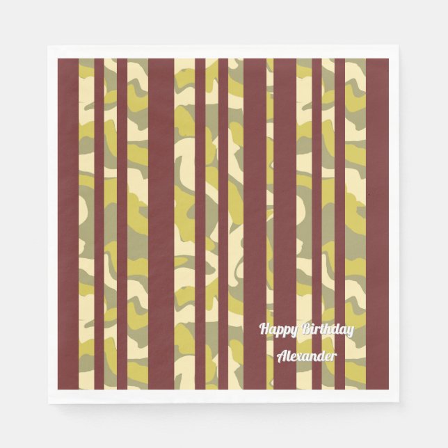 Camo Stripe Birthday Party  Napkins (Front)