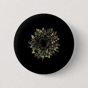 Camo Sunflower Hide Hunting Hippie Adventure Natur Button