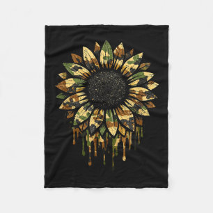Camo sunflower hunting fleece blanket