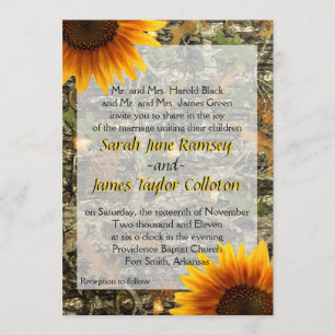Camo & Sunflower Wedding Invitation