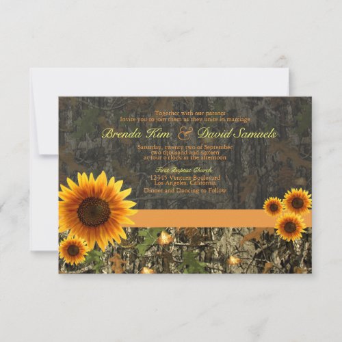 Camo Sunflowers Wedding Invitation