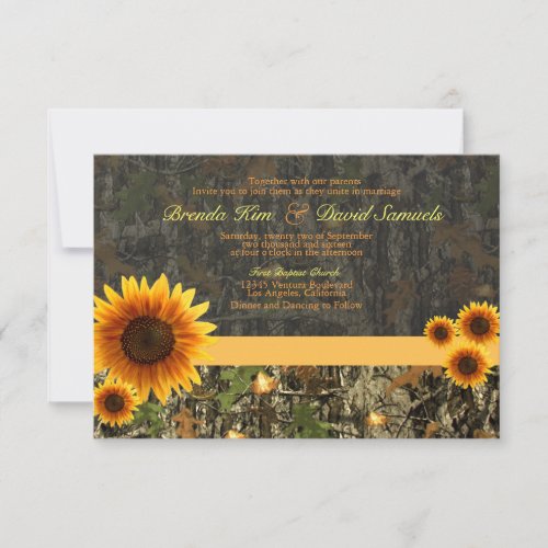 Camo Sunflowers Wedding Invitation