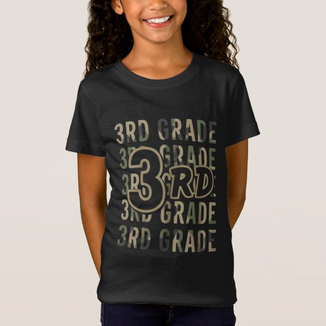 Camo Team 3rd Grade Squad Back To School Teacher  T-Shirt (Front)