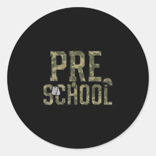 Camo team preschool squad back to school teacher classic round sticker