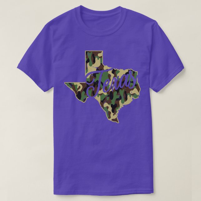 Camo Texas Flag Outline State T-Shirt (Design Front)