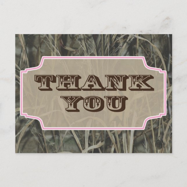 Camo Thank you postcards Pink (Front)