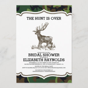 Camo The Hunt is Over Bridal Shower Invitations