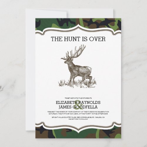 Camo The Hunt is Over Wedding Invitations