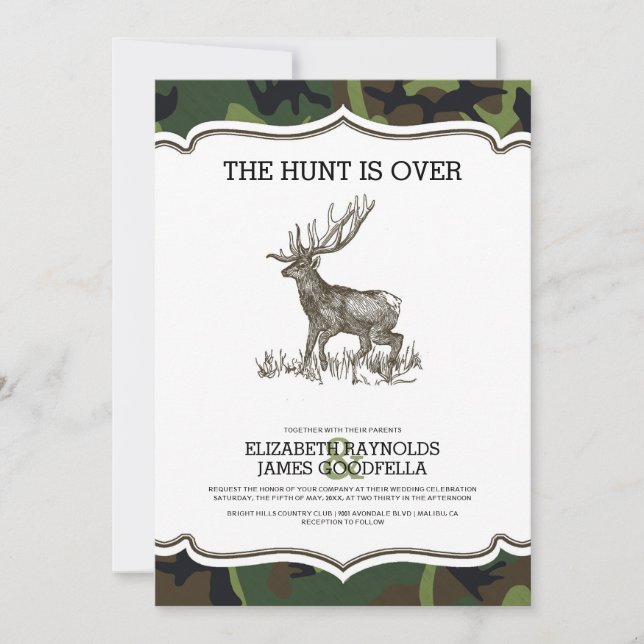 Camo The Hunt is Over Wedding Invitations (Front)