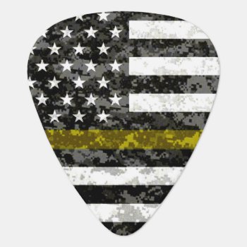 Camo Thin Yellow Line Flag Guitar Pick by ThinBlueLineDesign at Zazzle