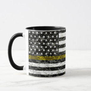 Camo Thin Yellow Line Flag Mug