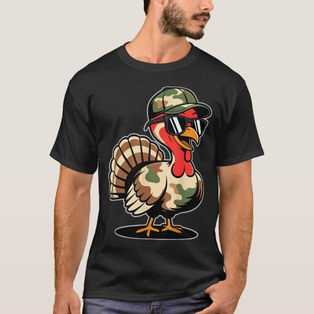 Camo Turkey Day Hunting Fall Thanksgiving  T-Shirt (Front)