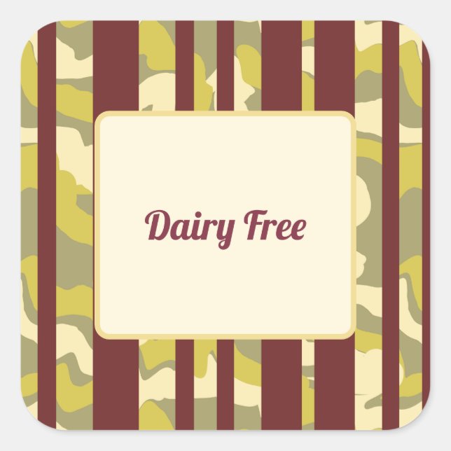 Camo Urban Stripe Patten Dietary Requirement  Square Sticker (Front)