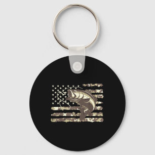 Camo Us Flag B Fish Cool Fishing Patriotic Men Wom Keychain