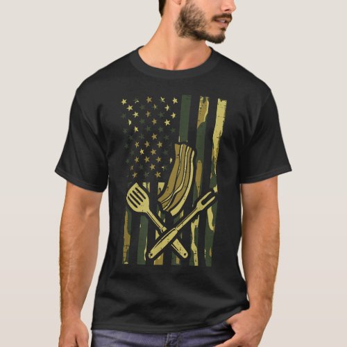 Camo US Flag Bbq Meat Grill Barbecue Patriot Men W T_Shirt