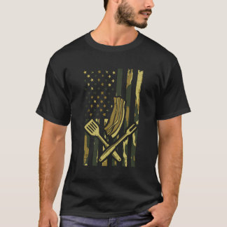 Camo Us Flag Bbq Meat Grill Barbecue Patriot Men W T-Shirt