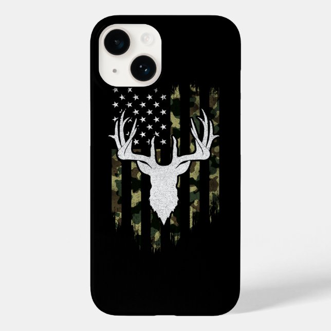 Camo Us Flag Deer Elk Buck Camoflage Hunting Case-Mate iPhone Case (Back)