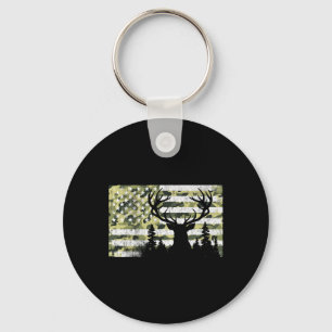 Camo Us Flag Deer Elk Buck Camoflage Hunting Hunte Keychain