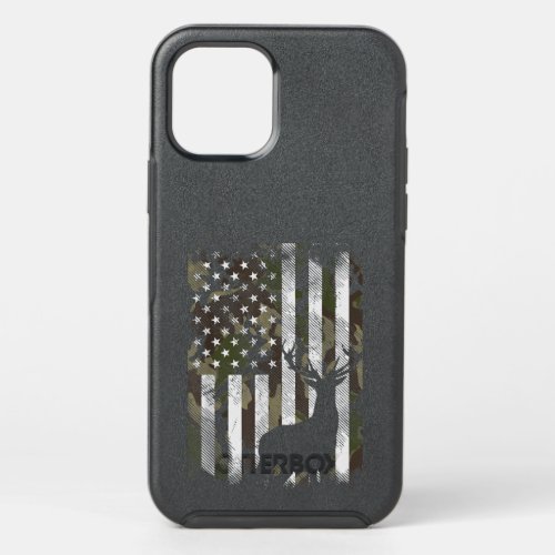 Camo US Flag Deer Elk Buck Camoflage Hunting Hunte OtterBox Symmetry iPhone 12 Pro Case