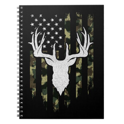 Camo Us Flag Deer Elk Buck Camoflage Hunting Notebook