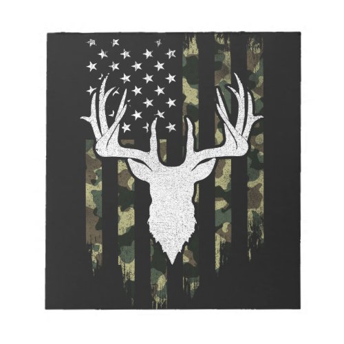 Camo Us Flag Deer Elk Buck Camoflage Hunting Notepad