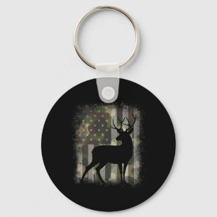 Camo Us Flag Deer Elk Buck Hunting Camouflage Hunt Keychain