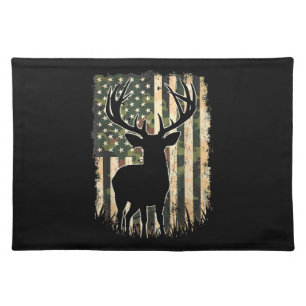 Camo US Flag Deer Hunting Camoflage Hunter Cloth Placemat