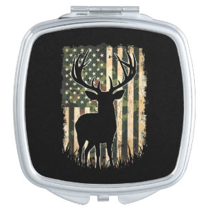 Camo US Flag Deer Hunting Camoflage Hunter Compact Mirror