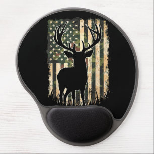 Camo US Flag Deer Hunting Camoflage Hunter Gel Mouse Pad