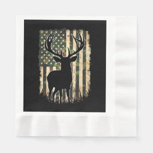 Camo US Flag Deer Hunting Camoflage Hunter Napkins