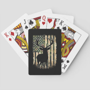 Camo US Flag Deer Hunting Camoflage Hunter Poker Cards