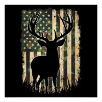 Camo US Flag Deer Hunting Camoflage Hunter