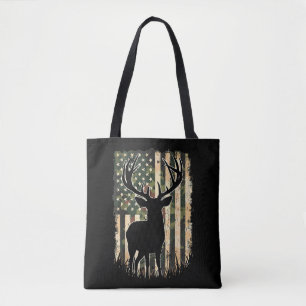Camo US Flag Deer Hunting Camoflage Hunter Tote Bag