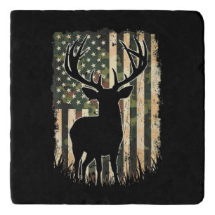 Camo US Flag Deer Hunting Camoflage Hunter Trivet