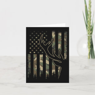 Camo Us Flag Elk Buck Camouflage Deer Hunting Hunt Card