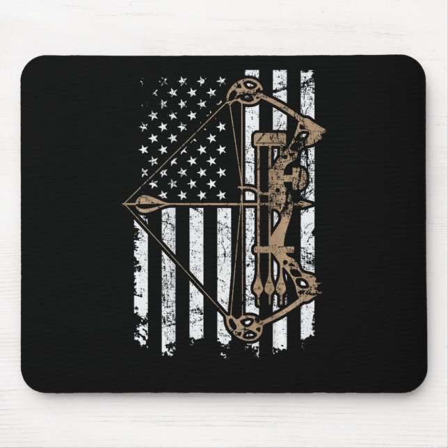 Camo Usa Flag Archery Compound Bow - Bow Hunter  Mouse Pad (Front)