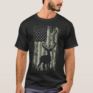 Camo Usa Flag Deer Elk Buck Camoflage Hunting For T-Shirt