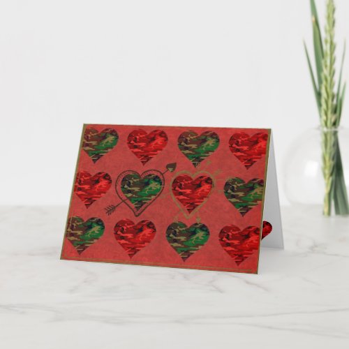 Camo  Valentine Hearts - Valentine's Day Holiday Card